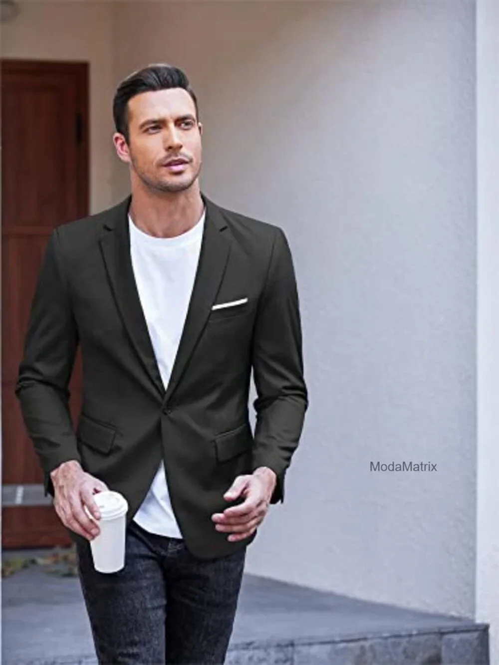 Slim Fit Lightweight Sport Coat Blazer Viscose Notch Lapel Casual